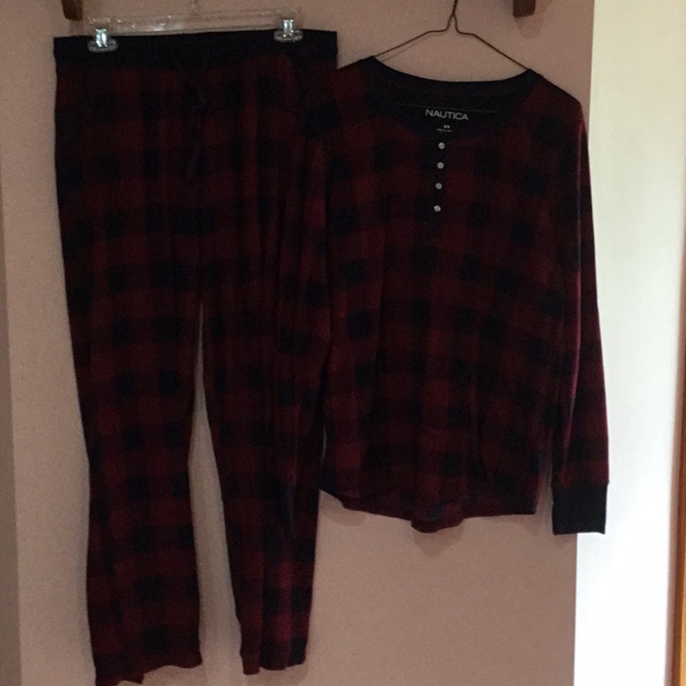 Nautica waffle weave checkered flannel pjs
